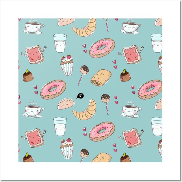 cute happy sweets pattern Wall Art by Lamalou Design